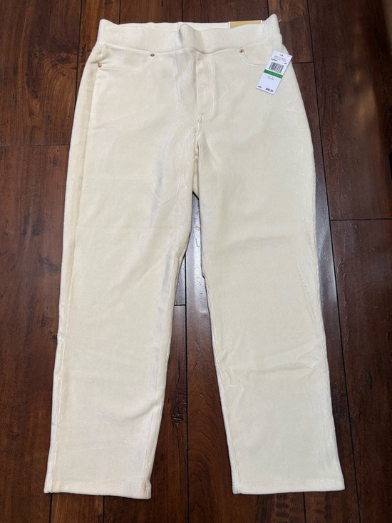 MICHAEL Michael Kors Pants - Michael Kors Bone Velour Pull On Straight Ankle Pants High Rise Stretch Large